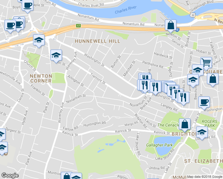 map of restaurants, bars, coffee shops, grocery stores, and more near 116 Tremont Street in Boston