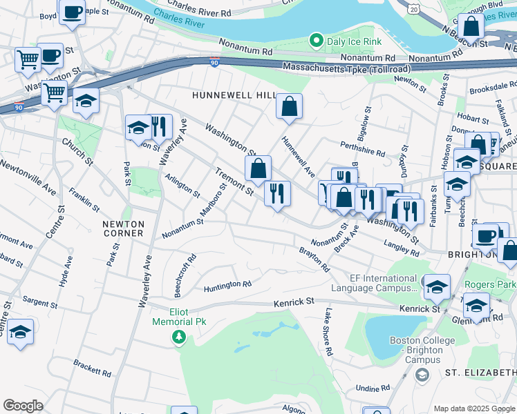 map of restaurants, bars, coffee shops, grocery stores, and more near 116 Tremont Street in Boston