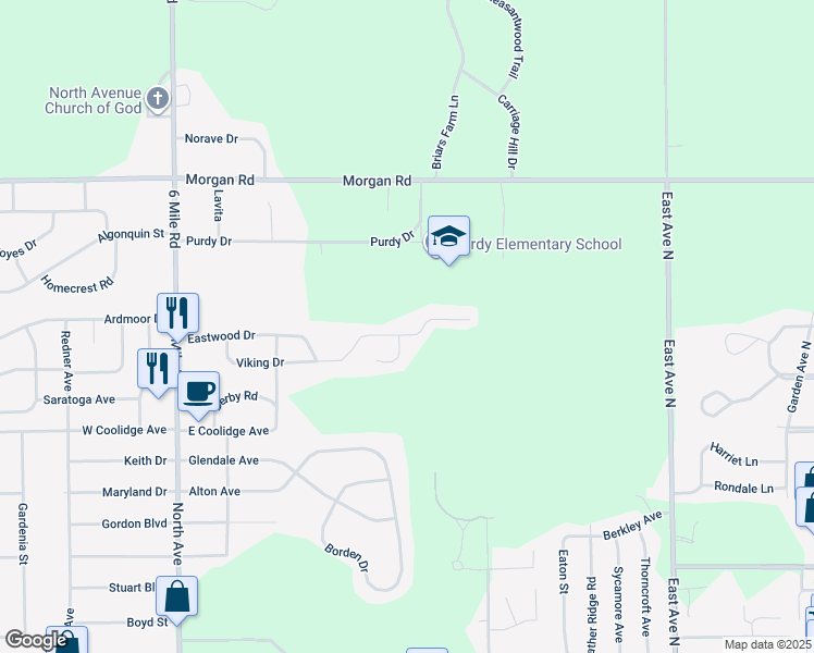 map of restaurants, bars, coffee shops, grocery stores, and more near 307 Viking Drive in Battle Creek