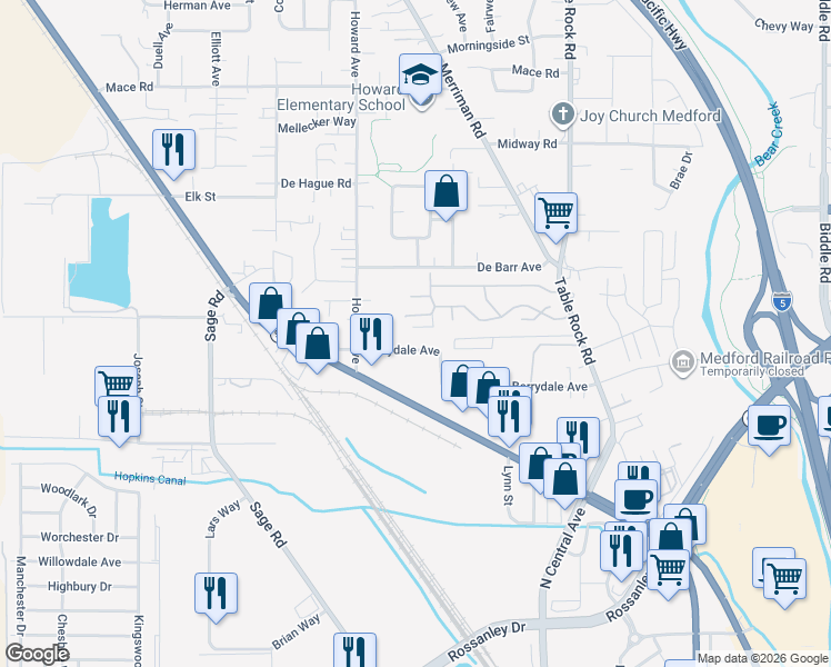 map of restaurants, bars, coffee shops, grocery stores, and more near 247 Berrydale Avenue in Medford