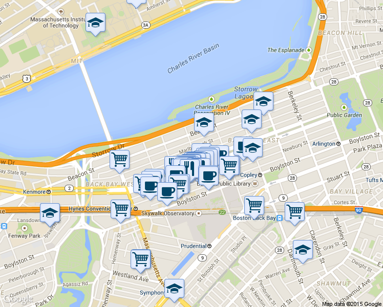 map of restaurants, bars, coffee shops, grocery stores, and more near 253 Public Alley 427 in Boston