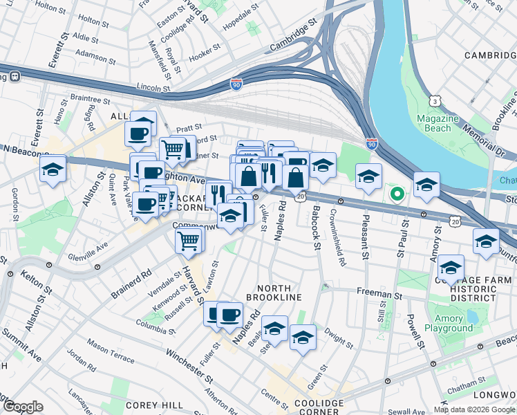 map of restaurants, bars, coffee shops, grocery stores, and more near in 