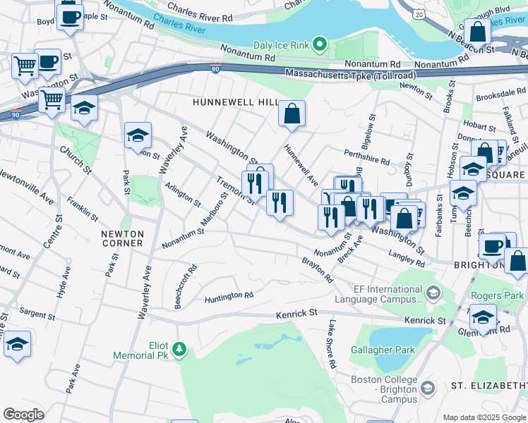 map of restaurants, bars, coffee shops, grocery stores, and more near 116 Tremont Street in Boston