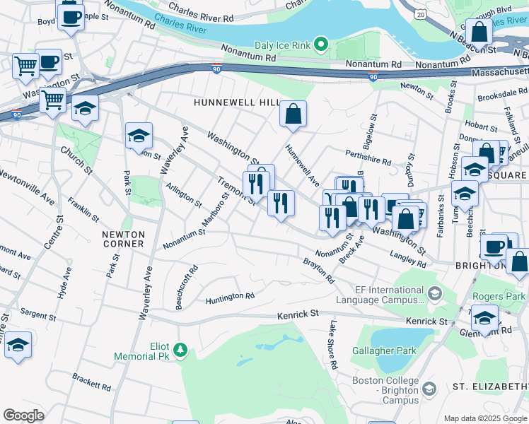map of restaurants, bars, coffee shops, grocery stores, and more near 116 Tremont Street in Boston