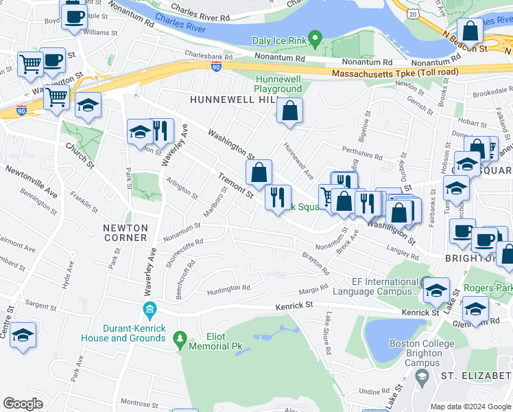 map of restaurants, bars, coffee shops, grocery stores, and more near 116 Tremont Street in Boston