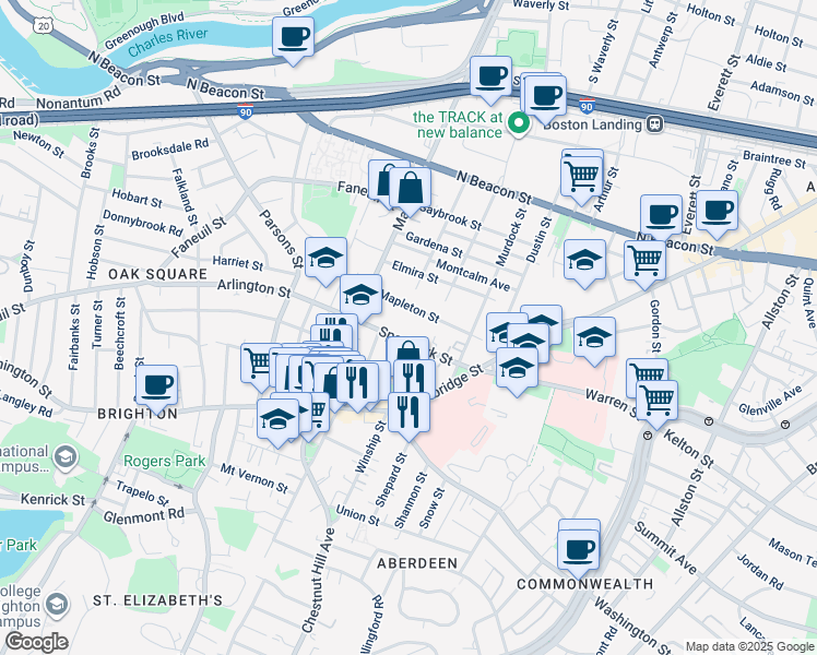 map of restaurants, bars, coffee shops, grocery stores, and more near 15 Sparhawk Street in Boston