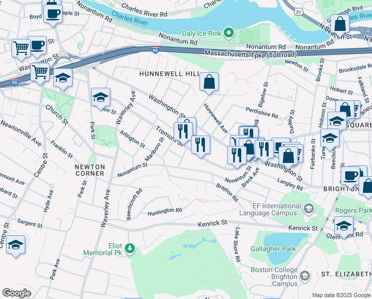 map of restaurants, bars, coffee shops, grocery stores, and more near 116 Tremont Street in Boston