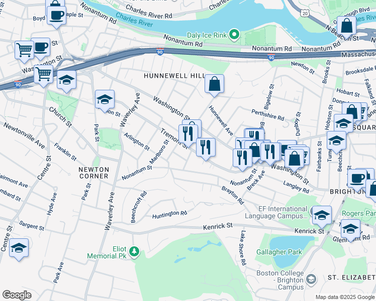 map of restaurants, bars, coffee shops, grocery stores, and more near 116 Tremont Street in Boston