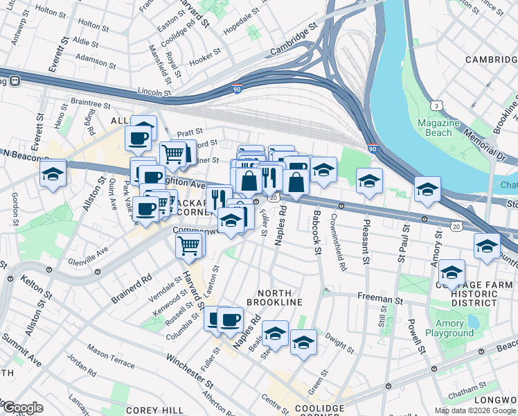 map of restaurants, bars, coffee shops, grocery stores, and more near in 