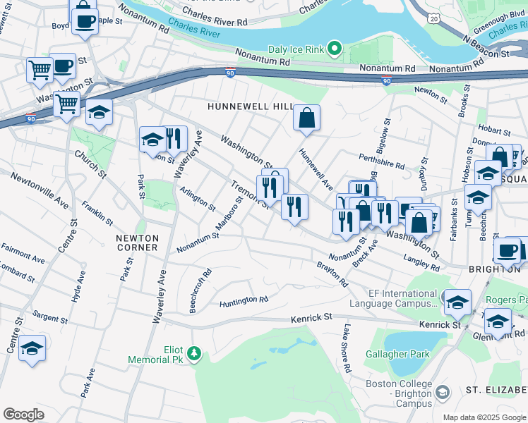 map of restaurants, bars, coffee shops, grocery stores, and more near in 