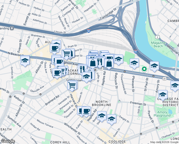 map of restaurants, bars, coffee shops, grocery stores, and more near in 