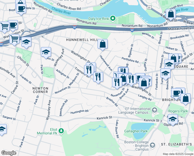 map of restaurants, bars, coffee shops, grocery stores, and more near 116 Tremont Street in Boston
