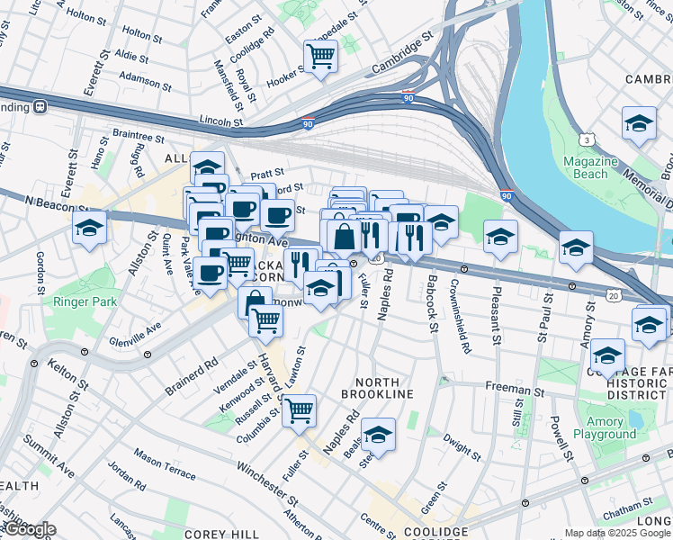 map of restaurants, bars, coffee shops, grocery stores, and more near in 