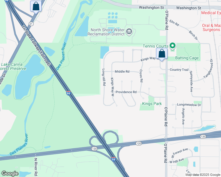 map of restaurants, bars, coffee shops, grocery stores, and more near 4868 Kings Way West in Gurnee