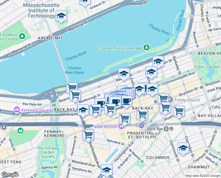 map of restaurants, bars, coffee shops, grocery stores, and more near 253 Public Alley 427 in Boston