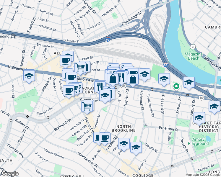 map of restaurants, bars, coffee shops, grocery stores, and more near in 