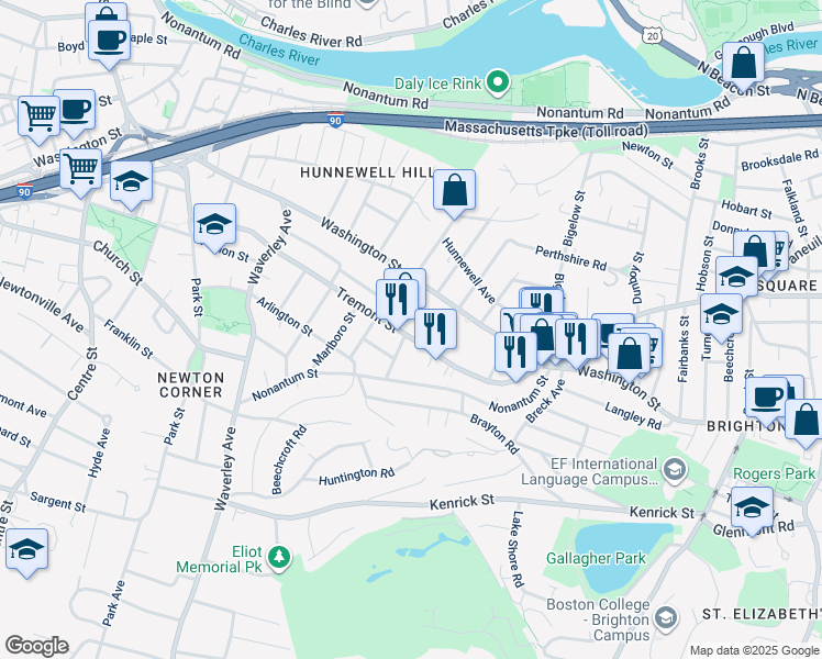 map of restaurants, bars, coffee shops, grocery stores, and more near 116 Tremont Street in Boston