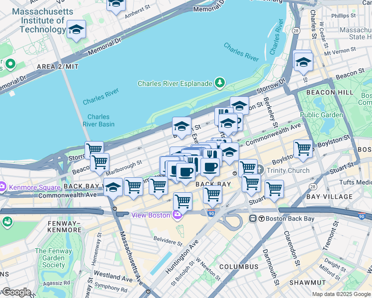 map of restaurants, bars, coffee shops, grocery stores, and more near 319 Public Alley 417 in Boston