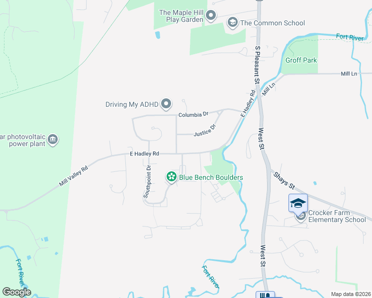 map of restaurants, bars, coffee shops, grocery stores, and more near 197 East Hadley Road in Amherst
