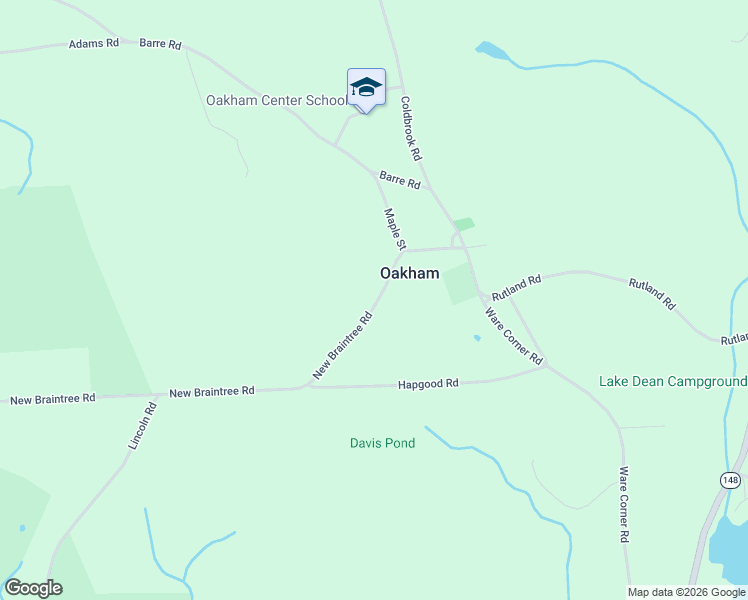 map of restaurants, bars, coffee shops, grocery stores, and more near 90 New Braintree Road in Oakham