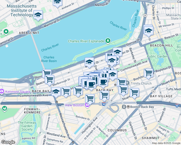 map of restaurants, bars, coffee shops, grocery stores, and more near 319 Public Alley 417 in Boston