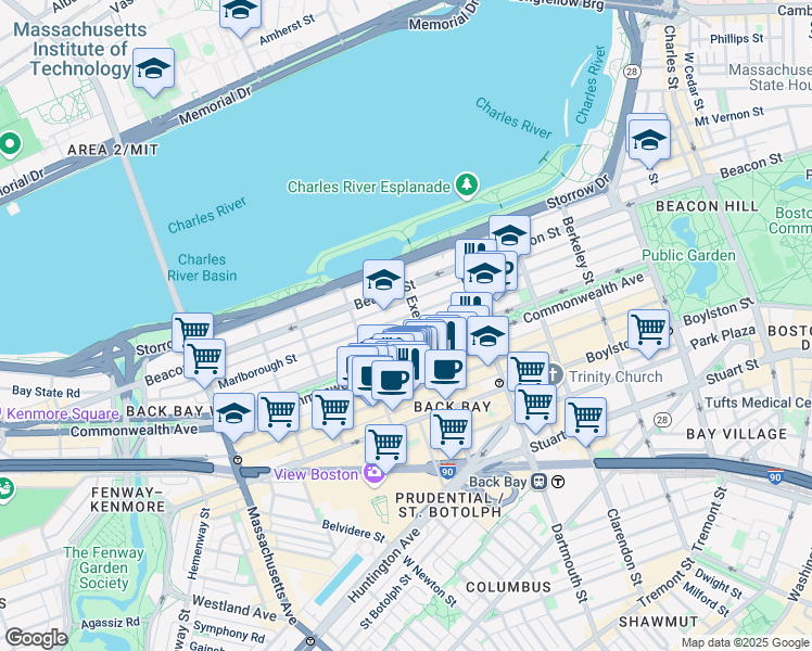map of restaurants, bars, coffee shops, grocery stores, and more near 319 Public Alley 417 in Boston