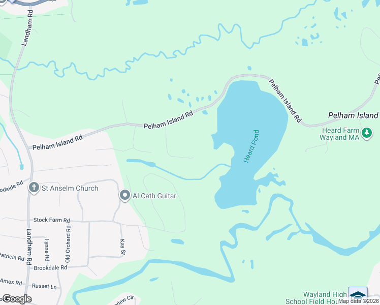 map of restaurants, bars, coffee shops, grocery stores, and more near 48 Griscom Road in Wayland