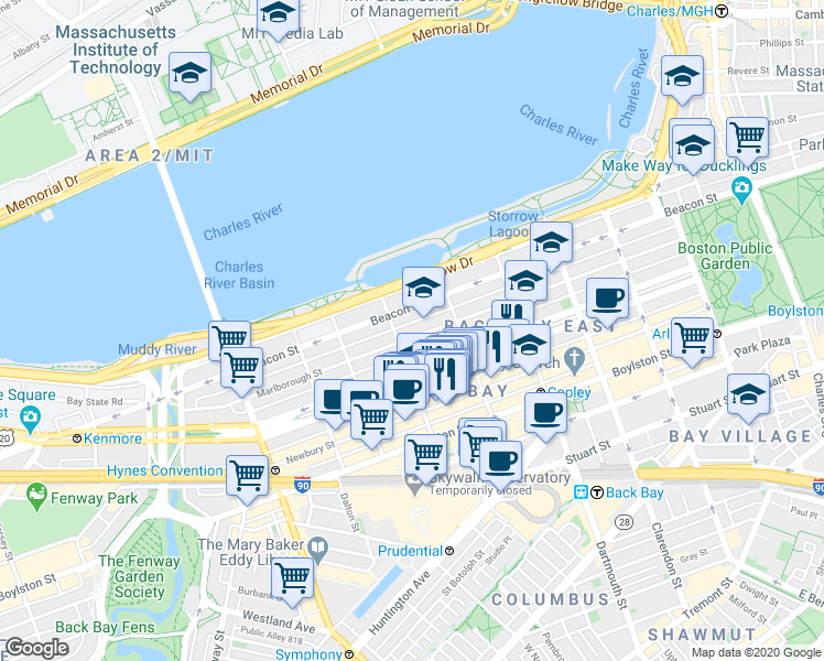 map of restaurants, bars, coffee shops, grocery stores, and more near 319 Public Alley 417 in Boston