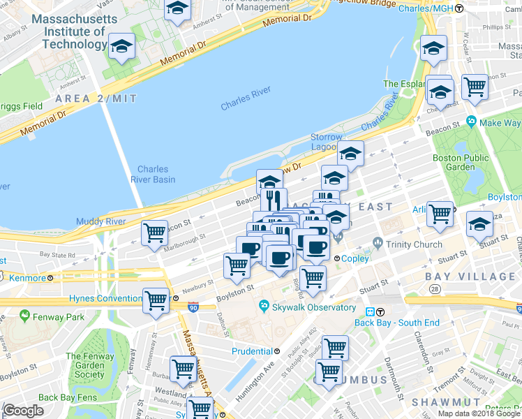 map of restaurants, bars, coffee shops, grocery stores, and more near 319 Public Alley 417 in Boston