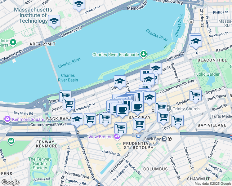 map of restaurants, bars, coffee shops, grocery stores, and more near 319 Public Alley 417 in Boston