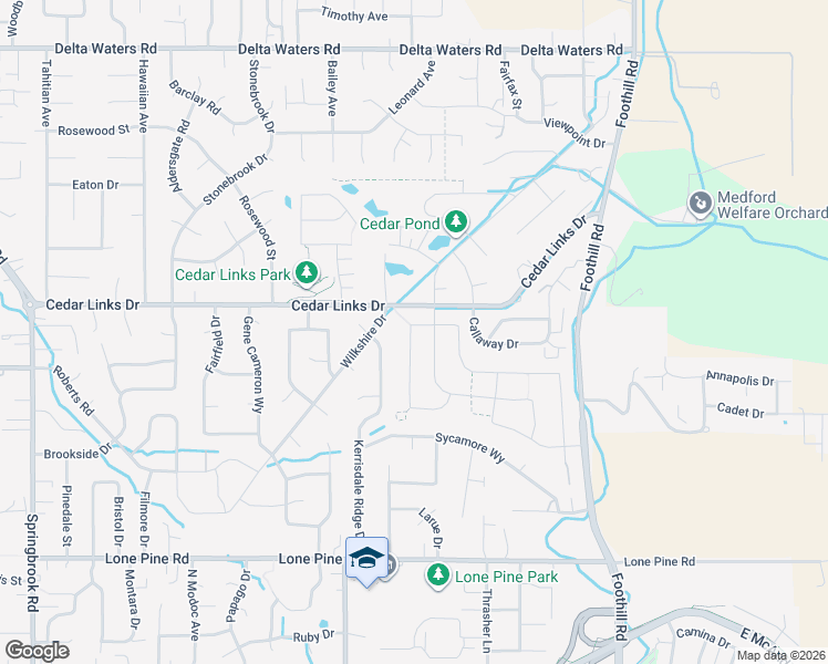 map of restaurants, bars, coffee shops, grocery stores, and more near 3235 Fallen Oak Drive in Medford