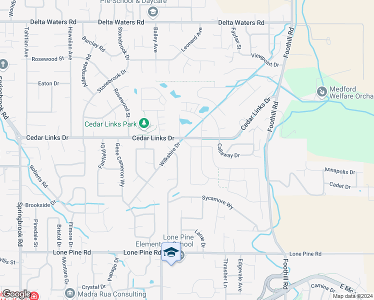 map of restaurants, bars, coffee shops, grocery stores, and more near 2990 Wilkshire Drive in Medford