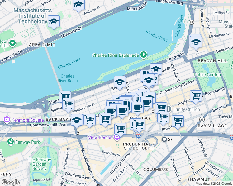 map of restaurants, bars, coffee shops, grocery stores, and more near 319 Public Alley 417 in Boston