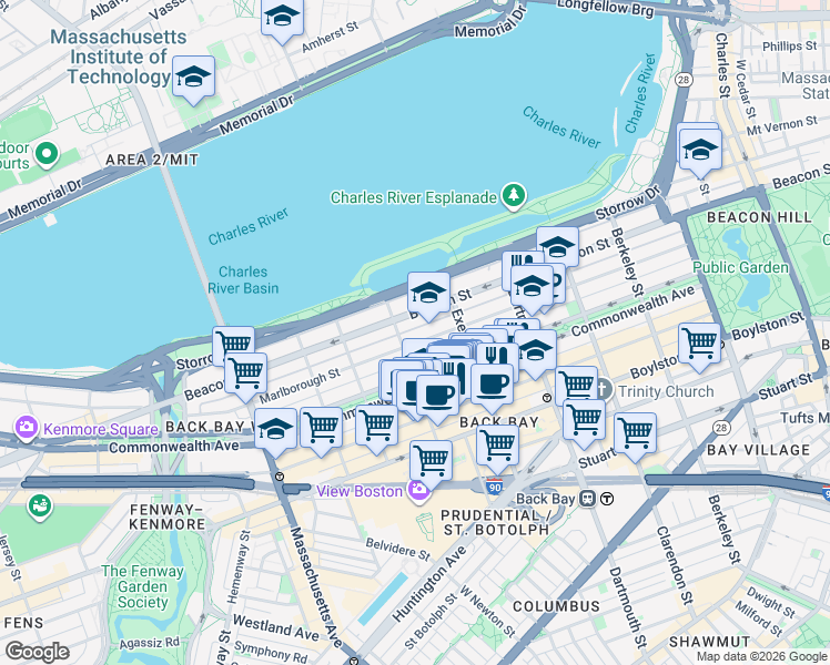 map of restaurants, bars, coffee shops, grocery stores, and more near 319 Public Alley 417 in Boston