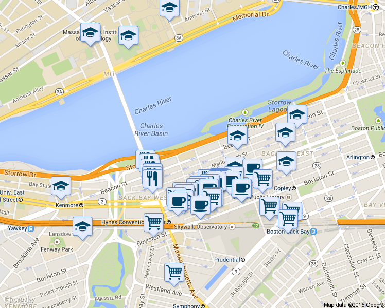 map of restaurants, bars, coffee shops, grocery stores, and more near 412 Back Street in Boston