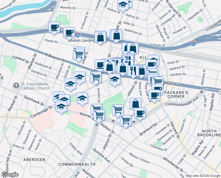 map of restaurants, bars, coffee shops, grocery stores, and more near 4 Imrie Road in Boston