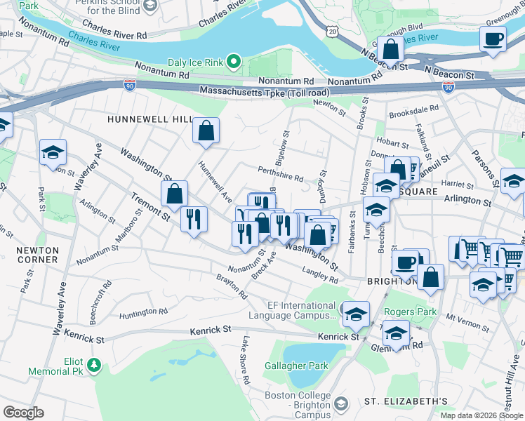 map of restaurants, bars, coffee shops, grocery stores, and more near 14-16 Champney Street in Boston