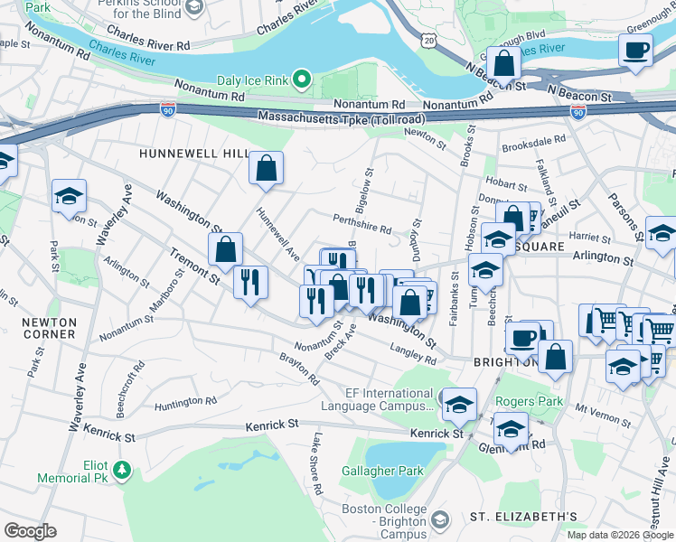 map of restaurants, bars, coffee shops, grocery stores, and more near 14-16 Champney Street in Boston
