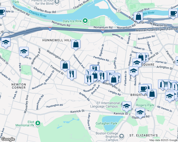 map of restaurants, bars, coffee shops, grocery stores, and more near 14-16 Champney Street in Boston