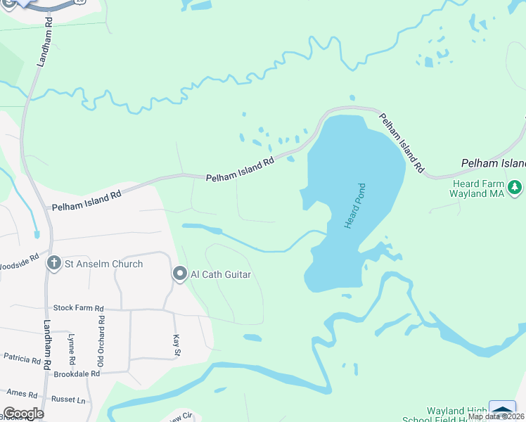 map of restaurants, bars, coffee shops, grocery stores, and more near 48 Griscom Road in Wayland
