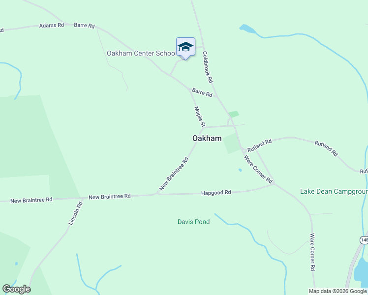 map of restaurants, bars, coffee shops, grocery stores, and more near 90 New Braintree Road in Oakham