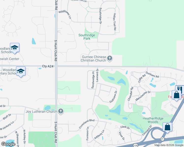 map of restaurants, bars, coffee shops, grocery stores, and more near 6206 Eagle Ridge Drive in Gurnee