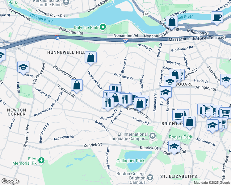 map of restaurants, bars, coffee shops, grocery stores, and more near 14-16 Champney Street in Boston