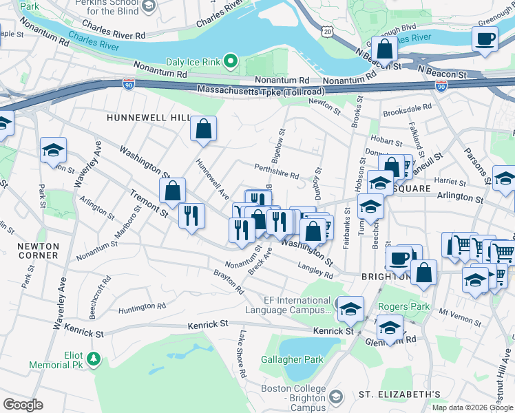 map of restaurants, bars, coffee shops, grocery stores, and more near 14-16 Champney Street in Boston