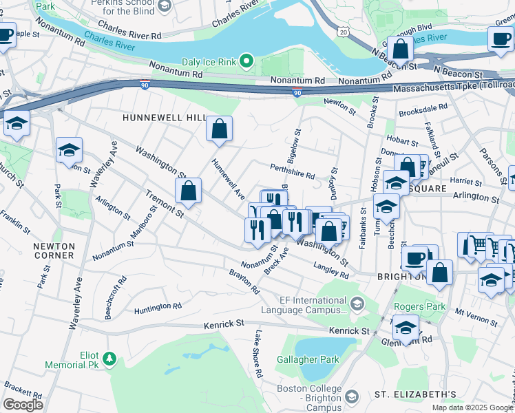 map of restaurants, bars, coffee shops, grocery stores, and more near 14-16 Champney Street in Boston