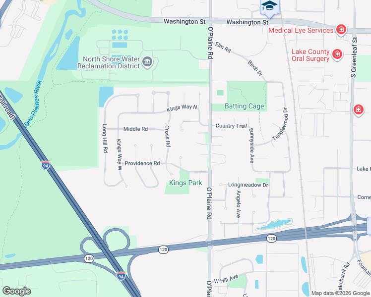 map of restaurants, bars, coffee shops, grocery stores, and more near 499 Cross Road in Gurnee