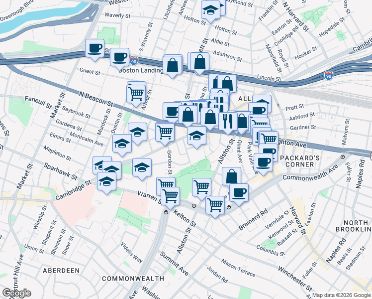 map of restaurants, bars, coffee shops, grocery stores, and more near 4 Imrie Road in Boston