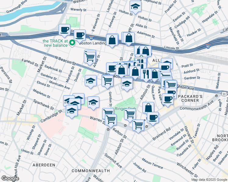 map of restaurants, bars, coffee shops, grocery stores, and more near 4 Imrie Road in Boston