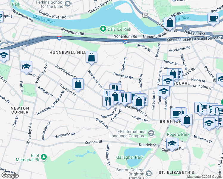 map of restaurants, bars, coffee shops, grocery stores, and more near 14-16 Champney Street in Boston
