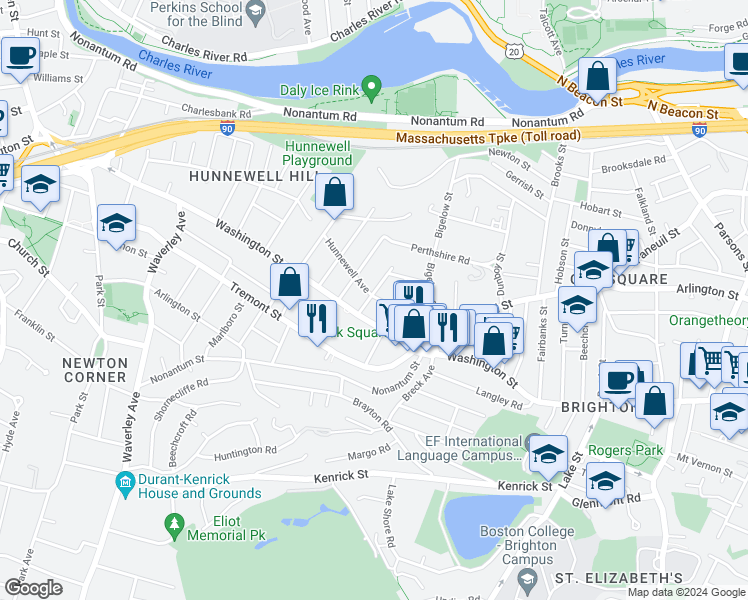 map of restaurants, bars, coffee shops, grocery stores, and more near 14 Atkins Street in Boston